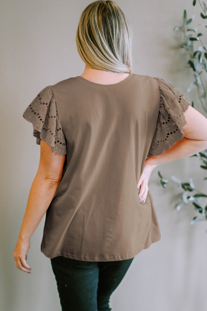 Plus-Sized Round-Neck Short-Sleeved Blouse