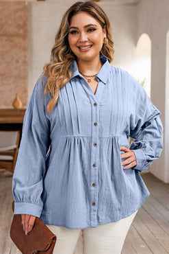 Plus-Sized Buttoned-Up Dropped-Shoulder Shirt