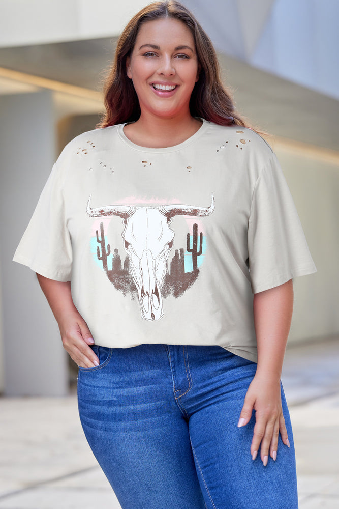 Plus-Sized Distressed Tee Shirt