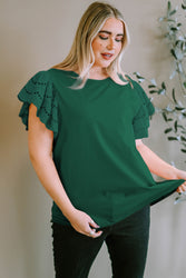 Plus-Sized Round-Neck Short-Sleeved Blouse