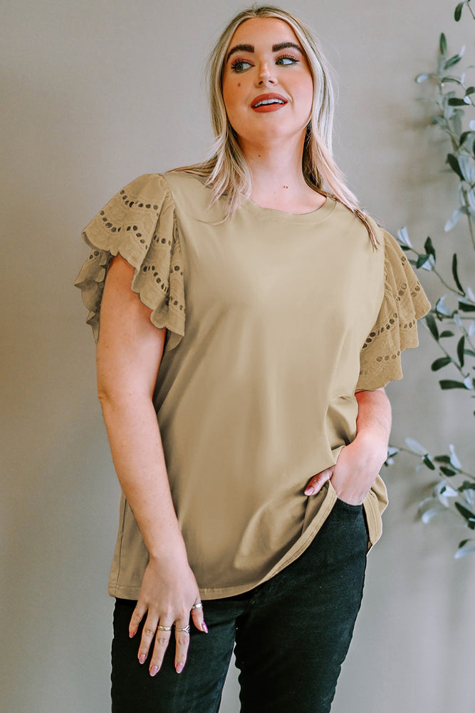 Plus-Sized Round-Neck Short-Sleeved Blouse