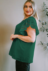 Plus-Sized Round-Neck Short-Sleeved Blouse