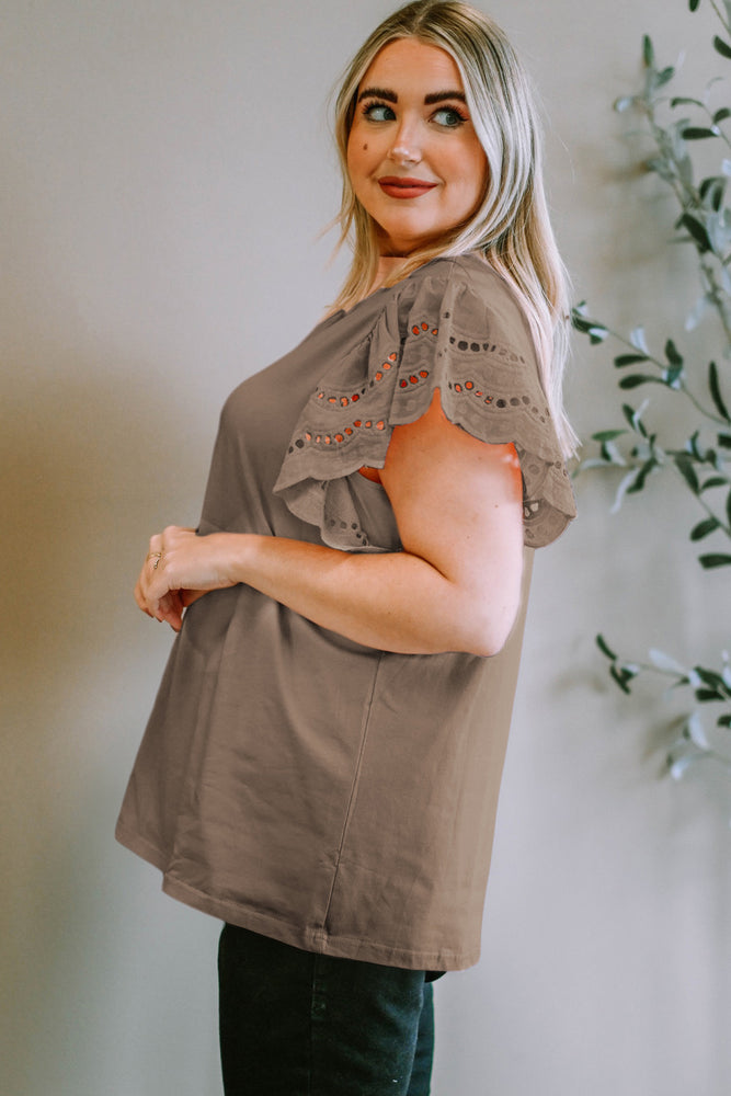 Plus-Sized Round-Neck Short-Sleeved Blouse