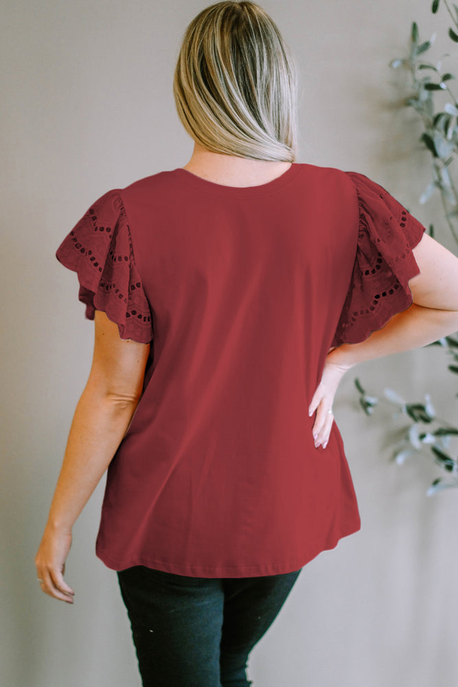 Plus-Sized Round-Neck Short-Sleeved Blouse