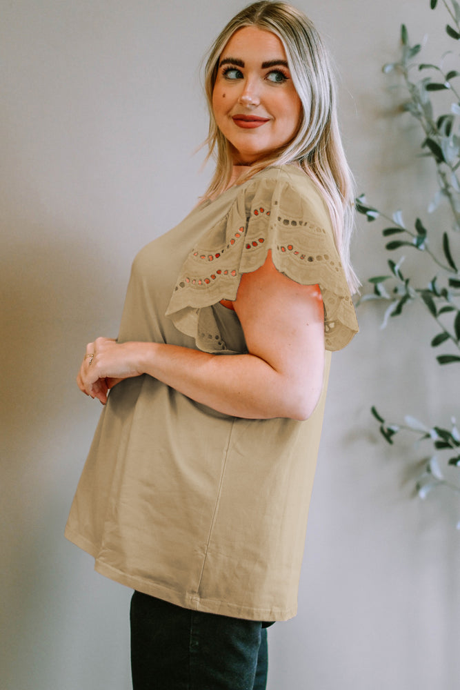 Plus-Sized Round-Neck Short-Sleeved Blouse