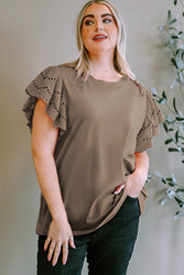 Plus-Sized Round-Neck Short-Sleeved Blouse