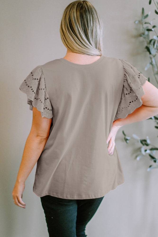 Plus-Sized Round-Neck Short-Sleeved Blouse