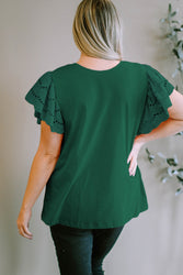 Plus-Sized Round-Neck Short-Sleeved Blouse